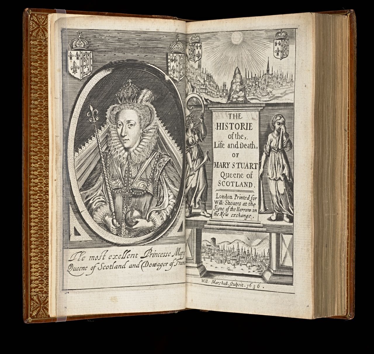 William Camden, <em>The historie of the life and death of Mary Stuart, Queene of Scotland</em>, London, printed by Iohn Haviland, and are to be sold by William Sheares in Britaines Burse at the signe of the Harrow, 1636, State Library Victoria, Melbourne (RAREEMM 114/14)
